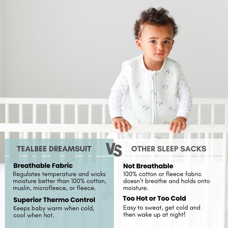 Tealbee Dreamsuit Toddler Sleep Sack with Feet - Walker Sleep Bag with Legs, Rayon made from Bamboo, Summer 0.8 TOG, 2-Way Zipper, 2T-3T - Croissant - Image 3
